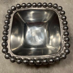 Vintage 5” Beaded Edge Metal Trinket Bowl | Made in India